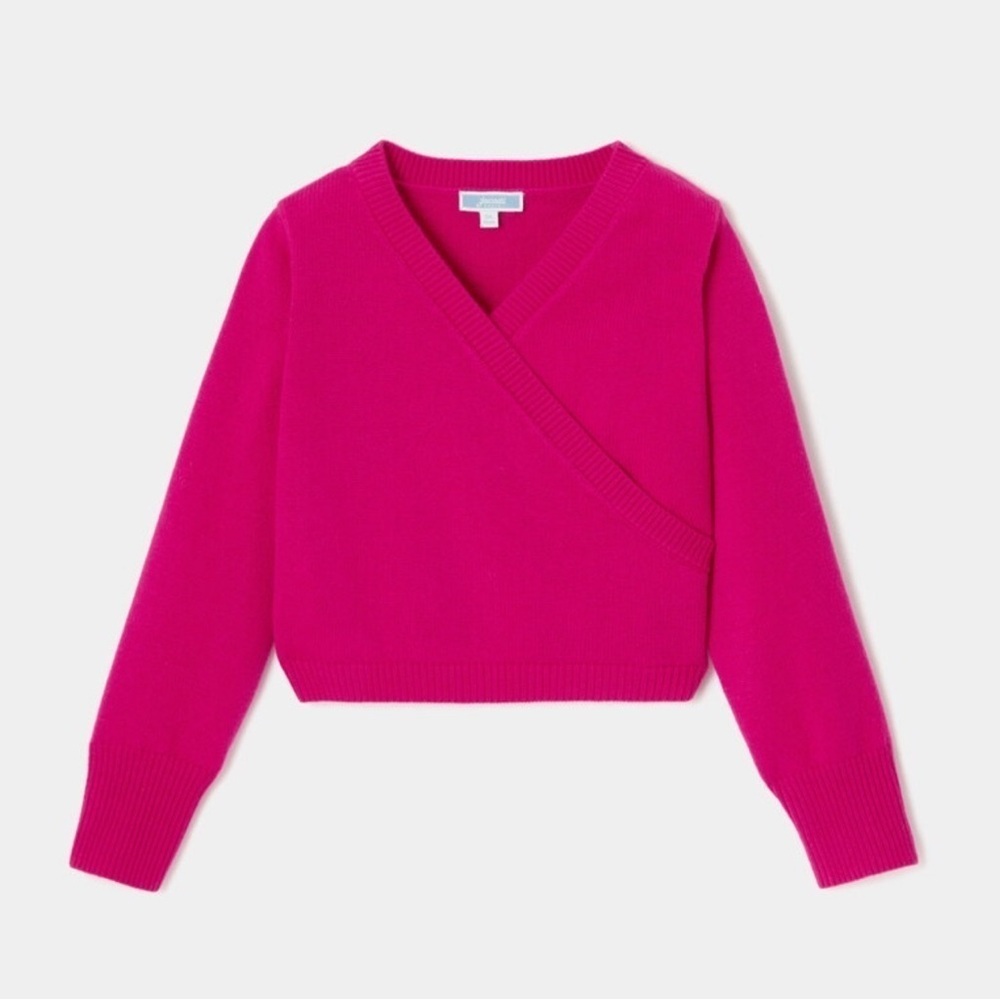 Jacadi Girls Fuchsia Meonore Faux Wrap Sweater size 4A NWT